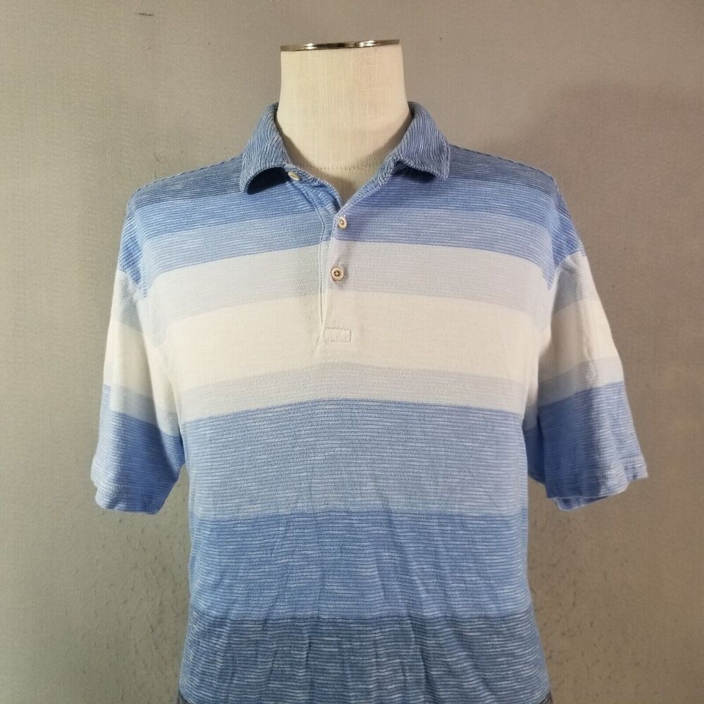 Tommy Bahama polo shirt men's XL extra large blue‎ stripe short sleeve cotton - Picture 2 of 11